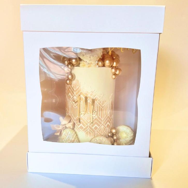 HoM Taartdoos 30,5x30,5x35,5cm Extra Hoog met Venster 5st., Hobby en Vrije tijd, Taarten en Cupcakes maken, Nieuw, Verzenden