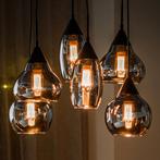*WOONWINKEL* Hanglamp Met 6 Rookglas Bollen, Huis en Inrichting, Lampen | Hanglampen, Nieuw, Verzenden