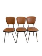 Stoel - Verchroomd - Set van drie vintage stoelen uit de