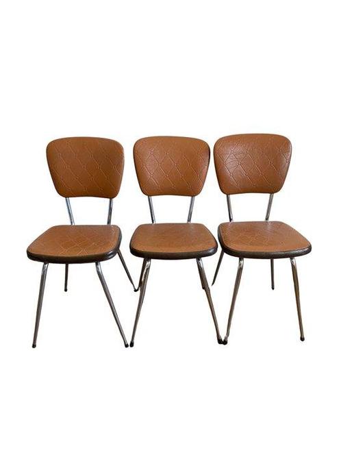 Stoel - Verchroomd - Set van drie vintage stoelen uit de, Antiek en Kunst, Kunst | Designobjecten