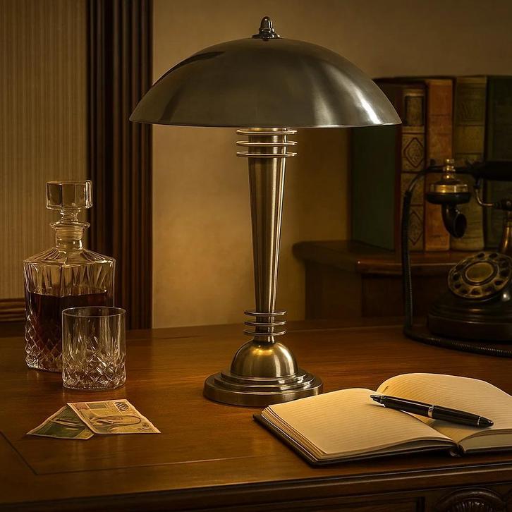 Messing Tafellamp Dax Antiek Zilver Binnenverlichting, Huis en Inrichting, Lampen | Tafellampen, Minder dan 50 cm, Nieuw, Overige materialen