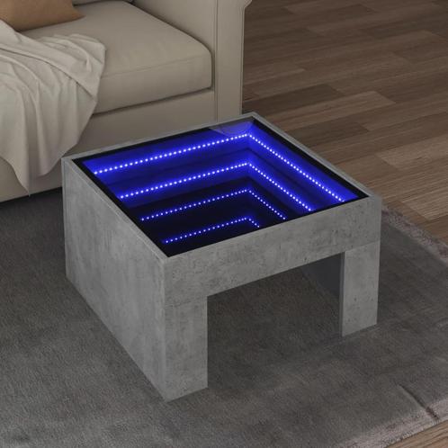 vidaXL Salontafel met Infinity LED 50x50x30 cm betongrijs, Huis en Inrichting, Tafels | Salontafels, 50 tot 100 cm, Nieuw, Overige houtsoorten