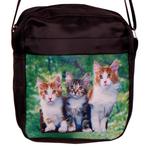 Schoudertasje met 3 gevlekte katten - 18x18x4cm NIEUW, Sieraden, Tassen en Uiterlijk, Tassen | Schoudertassen, Ophalen of Verzenden