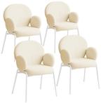 Stoel Scandi gestoffeerd, bouclé stof - crème, Set van 4, Huis en Inrichting, Stoelen, Verzenden, Nieuw