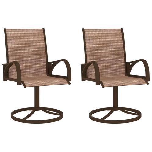 vidaXL Tuinstoelen draaibaar 2 st textileen en staal bruin, Tuin en Terras, Tuinstoelen, Nieuw, Metaal, Verzenden