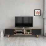 [en.casa] TV meubel Assens 160x31x40 cm Eiken en zwart, Verzenden, Nieuw
