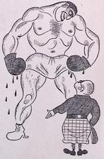 Fascisten bewonderen boxer Primo Carnera op spotprent, Verzenden