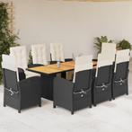 vidaXL 9-delige Tuinset poly rattan zwart, Tuin en Terras, Tuinsets en Loungesets, Nieuw, 8 zitplaatsen, Tuinset, Verzenden