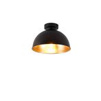 Industriële plafondlamp zwart met goud 28 cm - Magnax, Huis en Inrichting, Lampen | Overige, Nieuw, Overige stijlen