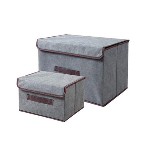 Opbergboxen Set - 2 Stuks - Grijs - Opbergmanden met Deksel, Huis en Inrichting, Kasten | Kledingkasten, Nieuw, Verzenden