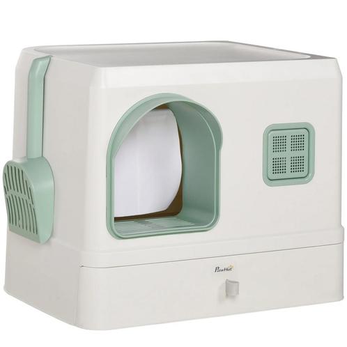 TRUUSK Kattenbak Met Kap, Schep, Lade, Deodorant Wit+Groen 5, Dieren en Toebehoren, Katten-accessoires, Nieuw, Verzenden