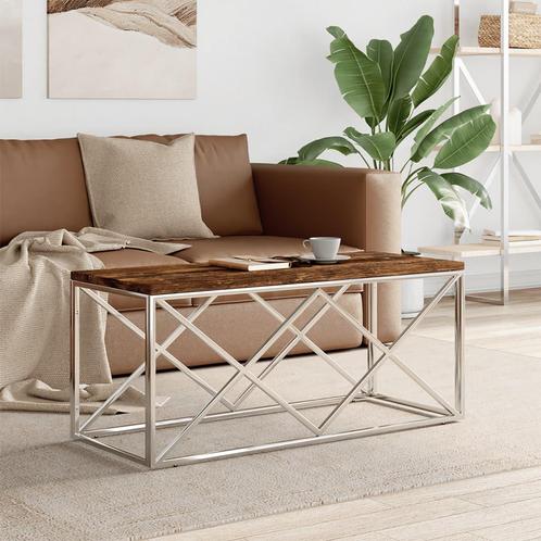 vidaXL Salontafel roestvrij staal en massief hergebruikt, Huis en Inrichting, Tafels | Salontafels, Nieuw, Minder dan 50 cm, Metaal