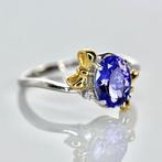 Ring - 14 karaat Geel goud, Witgoud - 1.37ct. tw. Tanzaniet, Nieuw