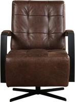 Bruine leren industriële draaifauteuil - staal zwart frame m, Huis en Inrichting, Fauteuils, Nieuw, Ophalen of Verzenden, Modern