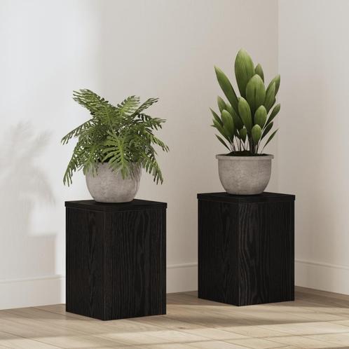 vidaXL Plantenstandaarden 2 stuks Zwart Eiken 20x20x30 cm, Tuin en Terras, Overige Tuin en Terras, Nieuw, Verzenden
