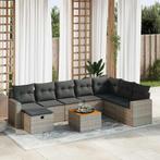 vidaXL 9-delige Loungeset met kussens poly rattan grijs, Tuin en Terras, Tuinsets en Loungesets, Verzenden, Nieuw, Rotan, Loungeset
