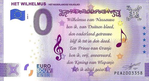 0 euro biljet Nederland 2020- Het Wilhelmus, Postzegels en Munten, Bankbiljetten | Nederland, Verzenden