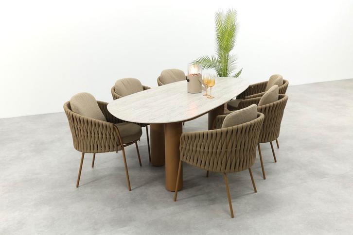 4SO Molina/Estate 6-persoons organische (mango-vorm) tuinset, Tuin en Terras, Tuinsets en Loungesets, Tuinset, Nieuw, Rvs, Verzenden