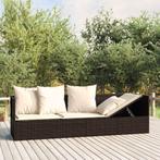 vidaXL Loungebed met kussens poly rattan bruin, Verzenden, Nieuw