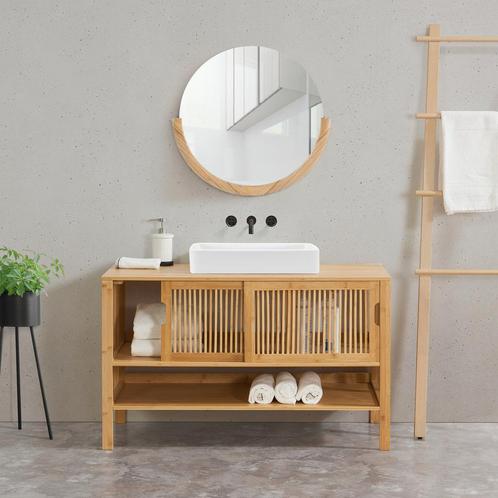 [en.casa] Bamboe wastafelonderkast Hvaler 60x100x45 cm houtk, Doe-het-zelf en Verbouw, Sanitair, Nieuw, Verzenden