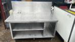 RVS werktafel 145 x 80 x83 met schappen, Ophalen of Verzenden, Gebruikt