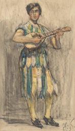 Pieter Cornelis Piet Kramer (1879-1940) - Vrouw met banjo, Antiek en Kunst, Kunst | Schilderijen | Klassiek