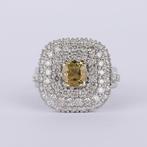 Ring - 14 karaat Witgoud - 3.98ct. tw. Alexandriet - Diamant, Nieuw