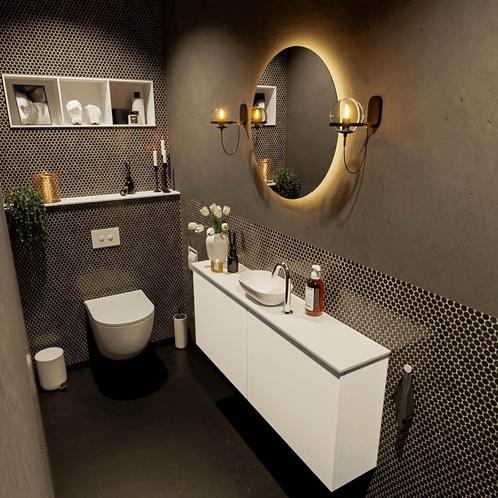 MONDIAZ FOWY toiletmeubel 120cm kleur talc. Waskom positie, Doe-het-zelf en Verbouw, Sanitair, Bad, Nieuw, Ophalen of Verzenden