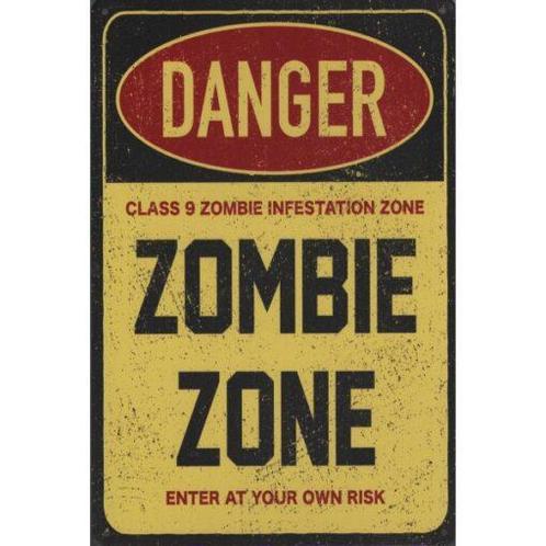 Wandbord - Danger Zombie Zone – Enter At Own Risk, Huis en Inrichting, Woonaccessoires | Wanddecoraties, Nieuw, Ophalen of Verzenden
