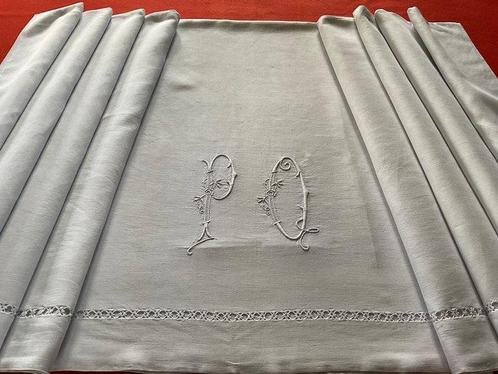 Late Napoleon III, empire-linnen beddengoed met, Antiek en Kunst, Antiek | Kleden en Textiel