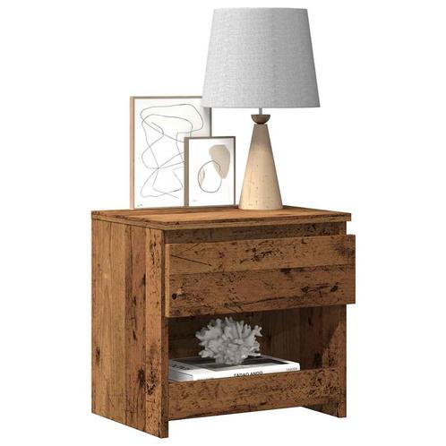 vidaXL Nachtkastje 40x30x39 cm bewerkt hout oud houtkleurig, Huis en Inrichting, Slaapkamer | Nachtkastjes, Nieuw, Hout, Verzenden