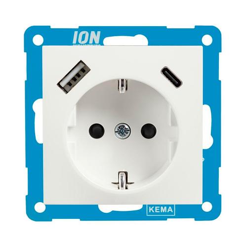 ION | Wandcontactdoos RA | met USB en USB-C, Doe-het-zelf en Verbouw, Elektra en Kabels, Schakelaar, Nieuw, Ophalen of Verzenden