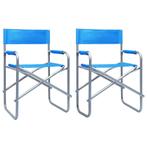 vidaXL Regisseursstoelen 2 st staal blauw, Verzenden, Nieuw, Metaal