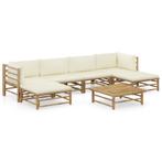 vidaXL 7-delige Loungeset met crèmewitte kussens bamboe, Tuin en Terras, Tuinsets en Loungesets, Verzenden, Nieuw, Hout, Loungeset