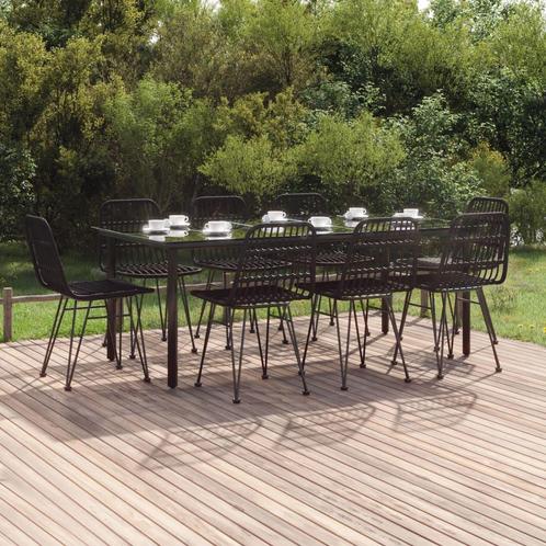 vidaXL 9-delige Tuinset poly rattan zwart, Tuin en Terras, Tuinsets en Loungesets, Tuinset, Nieuw, 8 zitplaatsen, Rotan, Verzenden