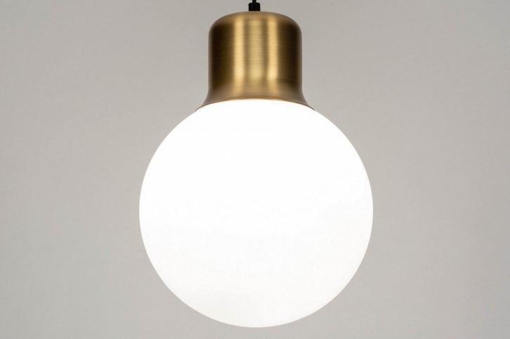 Rietveld Hanglampen - Wit, Goud - Glas, Metaal, Huis en Inrichting, Lampen | Hanglampen, Verzenden