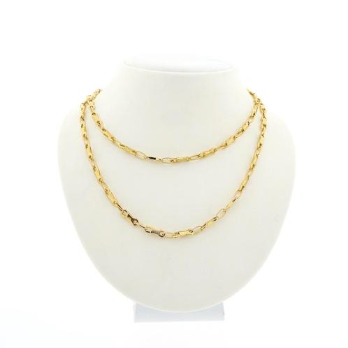 18 Krt. Gouden solide schakel ketting | 79 cm, Sieraden, Tassen en Uiterlijk, Kettingen, Overige kleuren, Gebruikt, Goud, Ophalen of Verzenden
