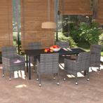 vidaXL 7-delige Tuinset met kussens poly rattan grijs, Tuin en Terras, Tuinsets en Loungesets, Verzenden, Nieuw, Rotan, Tuinset