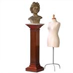Zeer hoge pedestal of zuil in mahonie met wit warmer goudkle, Antiek en Kunst, Antiek | Meubels | Tafels, Ophalen of Verzenden