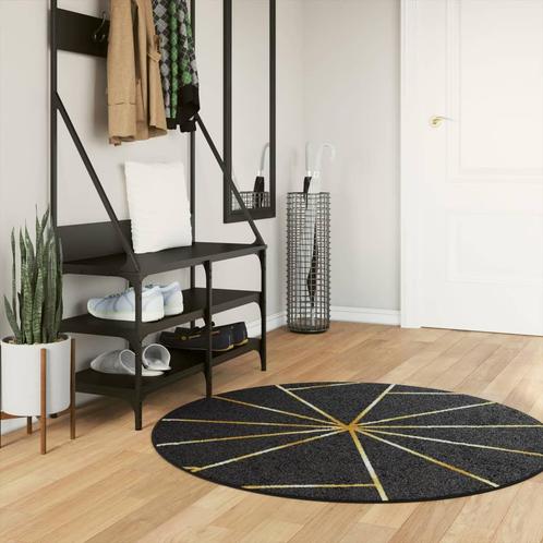 vidaXL Vloerkleed wasbaar anti-slip Ø 120 cm zwart en, Huis en Inrichting, Stoffering | Tapijten en Kleden, Zwart, Nieuw, Verzenden