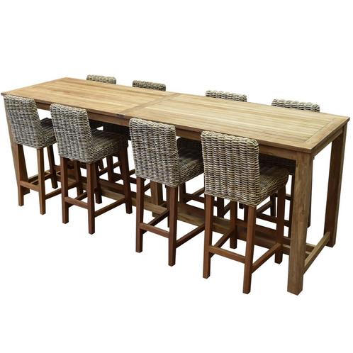 Rita barset 300x80x105 cm 9 delig rotan teak, Tuin en Terras, Tuinsets en Loungesets, Nieuw, Ophalen of Verzenden