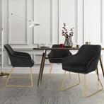 Fluwelen Eetkamerstoel met Armleuningen en Metalen Poten, Huis en Inrichting, Stoelen, Verzenden, Nieuw