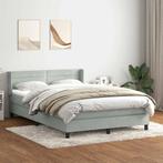 vidaXL Boxspring met matras fluweel lichtgrijs 140x220 cm, Verzenden, Nieuw, Grijs, Stof