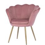 Schelp stoel - fauteuil - 58x51x88 cm - velvet - roze, goud, Ophalen of Verzenden, Nieuw