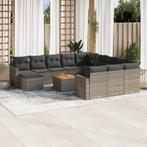 vidaXL 13-delige Loungeset met kussens poly rattan grijs, Verzenden, Nieuw, Loungeset