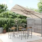 vidaXL 7-delige Tuinbarset poly rattan en massief acaciahout, Verzenden, Nieuw, Rotan, 6 zitplaatsen