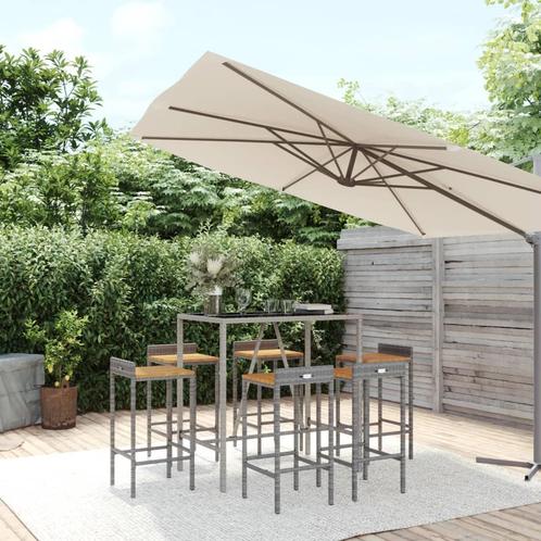 vidaXL 7-delige Tuinbarset poly rattan en massief acaciahout, Tuin en Terras, Tuinsets en Loungesets, Nieuw, 6 zitplaatsen, Rotan