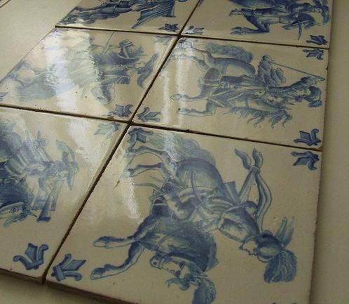 Tegel - 6x Ruiters te Paard. - 1850-1900, Antiek en Kunst, Antiek | Glas en Kristal