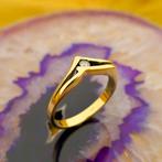 Gouden ring met diamant | 0,05 ct. (geelgoud, dames sieraad), Gebruikt, Overige kleuren, Ophalen of Verzenden, 17 tot 18