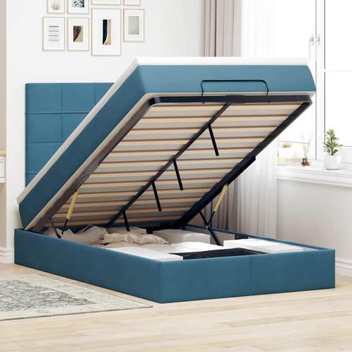 vidaXL Ottoman bed met matrassen en LEDs 120x200cm fluweel, Huis en Inrichting, Slaapkamer | Bedden, 120 cm, 200 cm, Blauw, Twijfelaar
